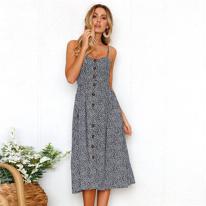 ST-dress Sexy halter button-down dress