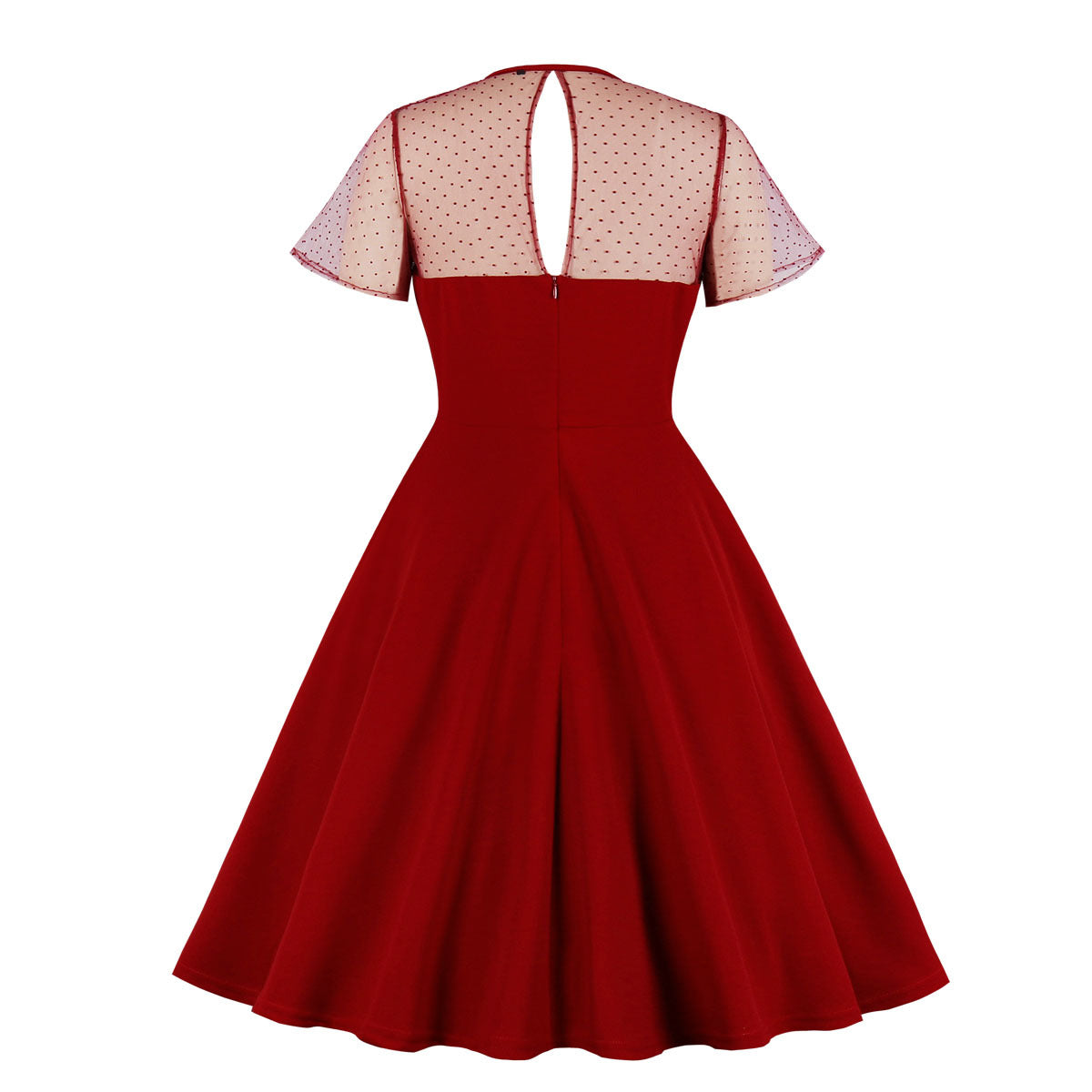 ST-dress Vintage gauze polka-dot patchwork pompadour dress