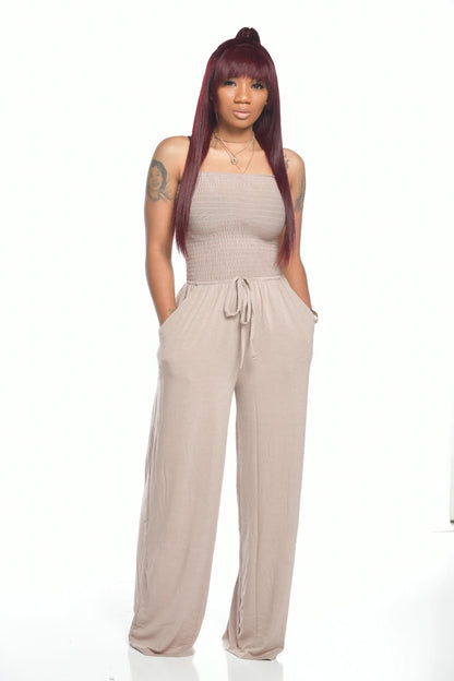 ST-dress Casual wrap chest wide leg jumpsuit