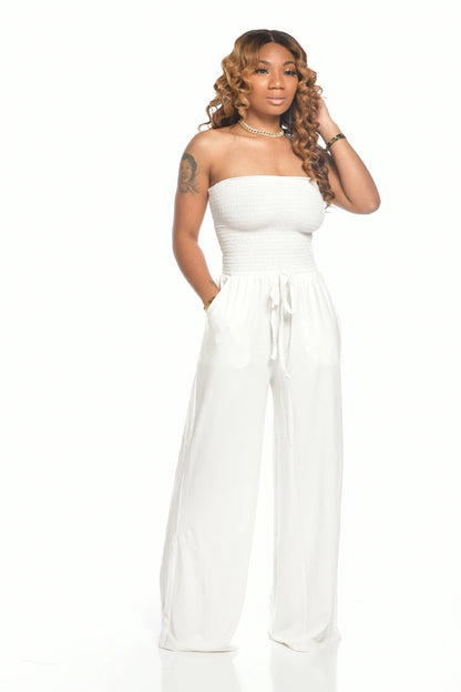 ST-dress Casual wrap chest wide leg jumpsuit