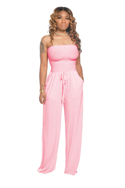 ST-dress Casual wrap chest wide leg jumpsuit