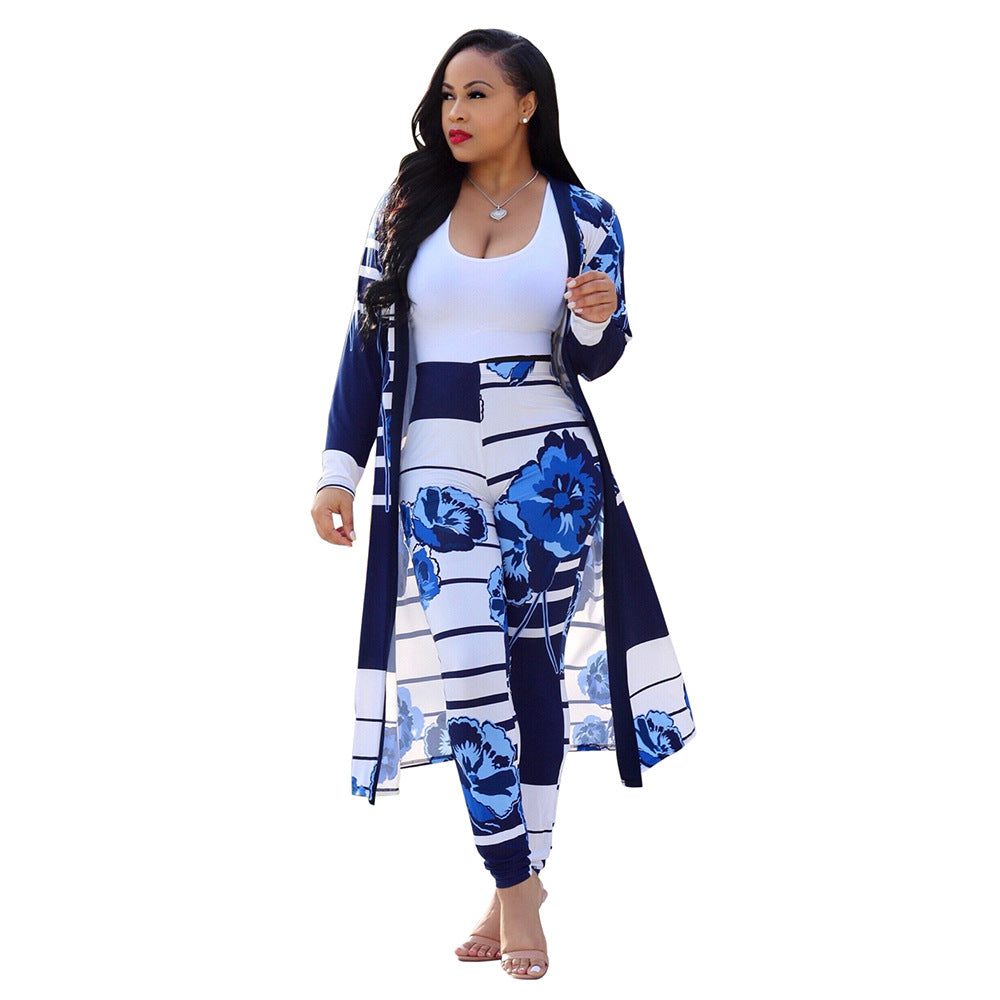 ST-DRESS Sexy printed long sleeve two piece set