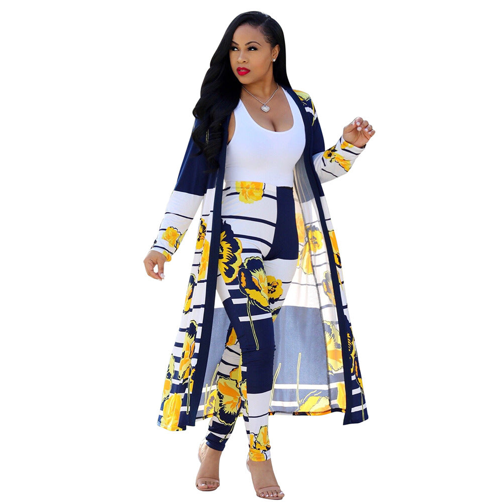 ST-DRESS Sexy printed long sleeve two piece set