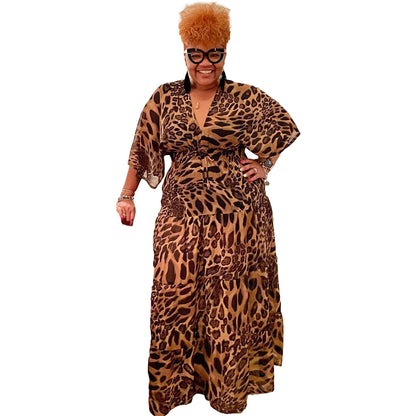 ST-dress Fashion Plus Size Leopard Print Dress