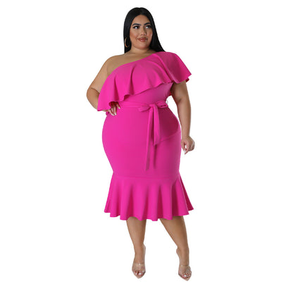 ST-dress plus size Slim fit casual ruffled tube top dress