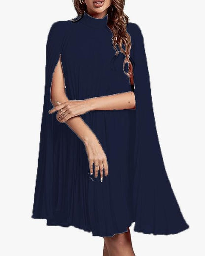 ST-dress solid color bat sleeve pleated loose chiffon dress