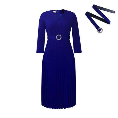 Women's V-Neck Fashion Temperament Elegant Press-Pleated Dresses