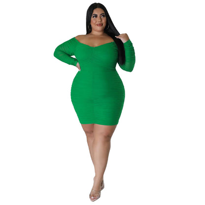 ST-dress Plus-size patchwork mesh sexy slim tube dress