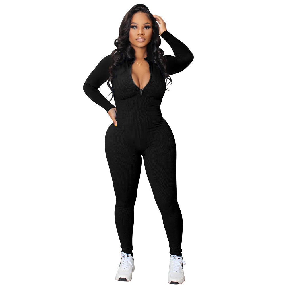 ST-dress Casual Pit Zipper Jumpsuit