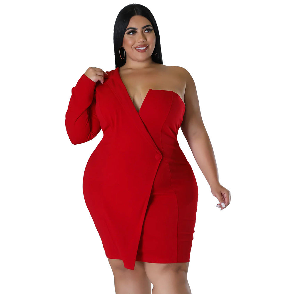 ST-dress Sexy slim off shoulder Long Sleeve Dress