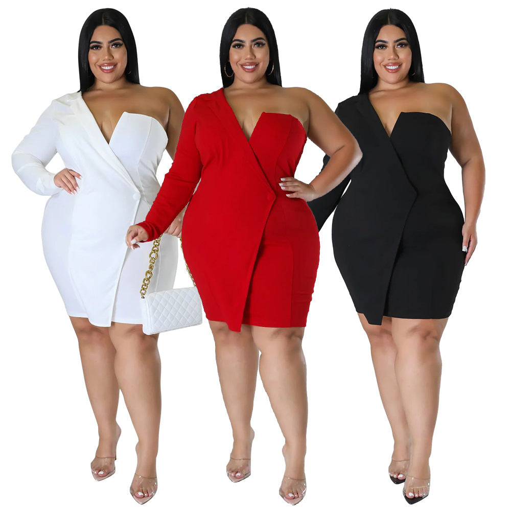 ST-dress Sexy slim off shoulder Long Sleeve Dress