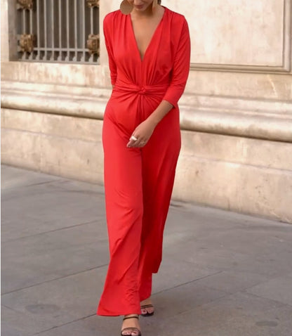 ST-dress Casual sexy twisted wide-leg jumpsuit