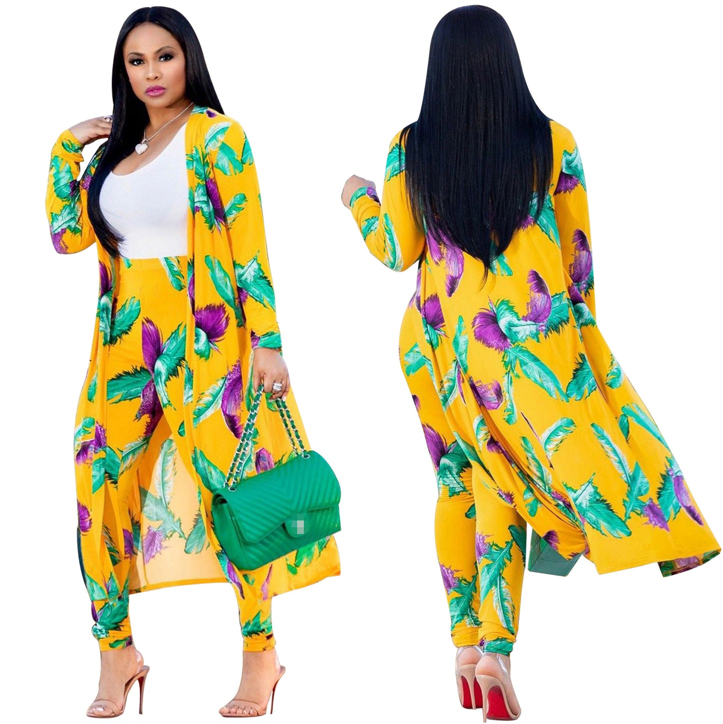 ST-DRESS Sexy printed long sleeve two piece set