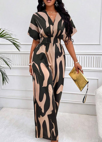 ST-dress Printed bat sleeve wide leg jumpsuit