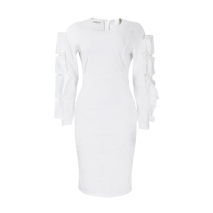 ST-dress Ruffle Sleeves Round Neck Dress