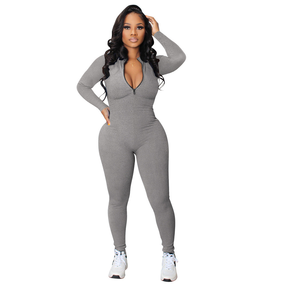 ST-dress Casual Pit Zipper Jumpsuit