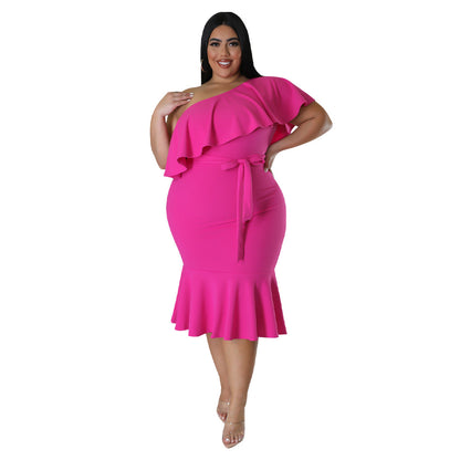 ST-dress plus size Slim fit casual ruffled tube top dress