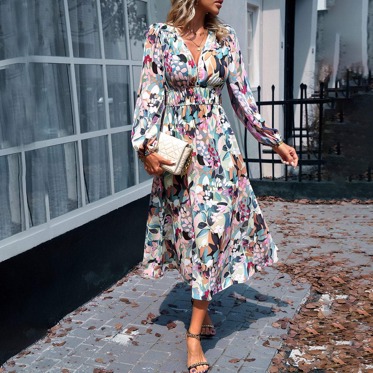 ST-dress Bohemian holiday casual print dress