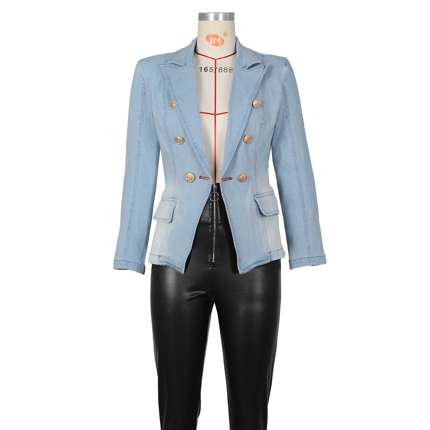 ST-dress Casual double breasted denim coat