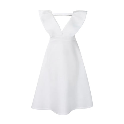 ST-dress Deep V-neck high-waisted party dress A-line dress