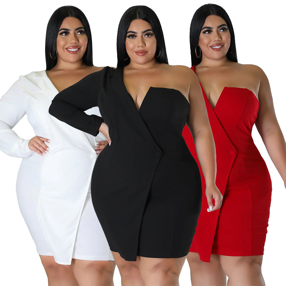 ST-dress Sexy slim off shoulder Long Sleeve Dress