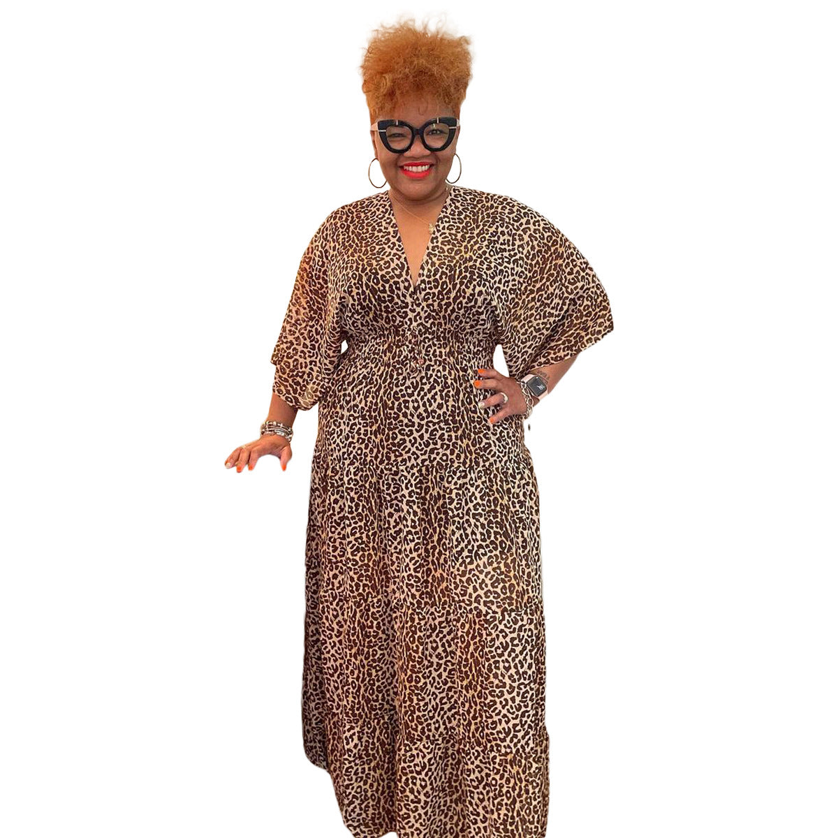 ST-dress Fashion Plus Size Leopard Print Dress