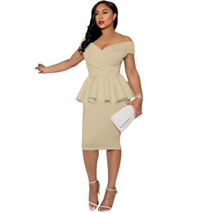 ST-dress Elegant OL V-Neck Sleeveless Dress