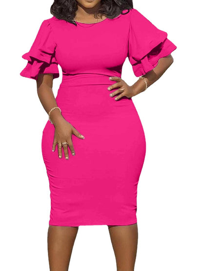 ST-dress plus size Commuter stitching slim plus size one-step dress