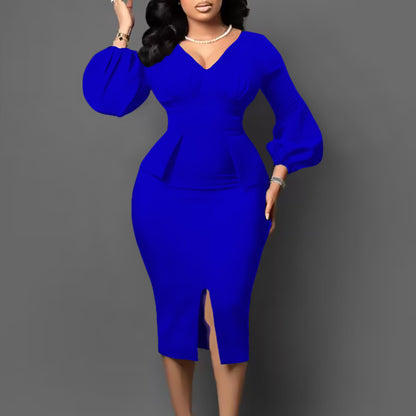 ST-dress Bubble Sleeve Split Dress