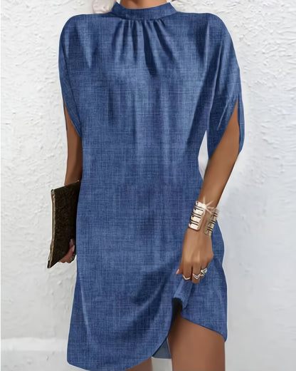 ST-dress loose bat-sleeved round neck dress