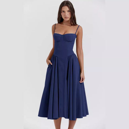 ST-dress Vintage maxi dress court Dopa wear strap dress