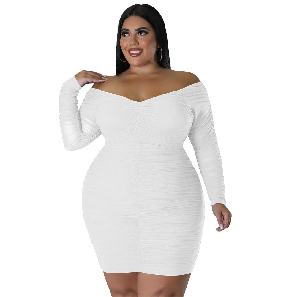 ST-dress Plus-size patchwork mesh sexy slim tube dress