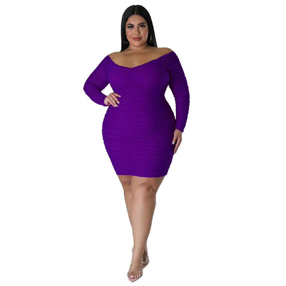 ST-dress Plus-size patchwork mesh sexy slim tube dress