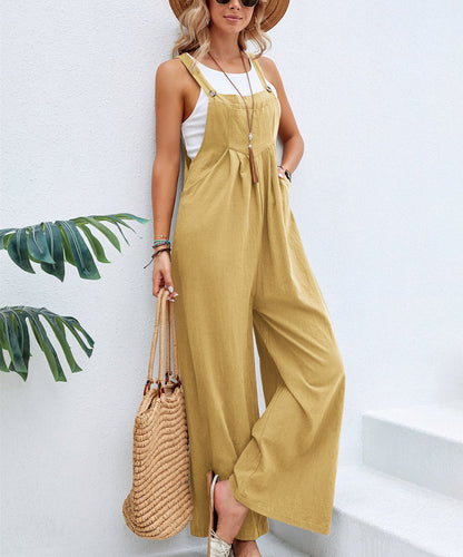 ST-dress Solid color women's casual jumpsuit with shoulder straps