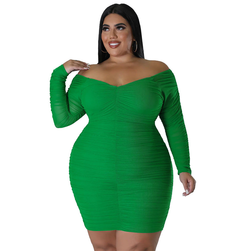 ST-dress Plus-size patchwork mesh sexy slim tube dress