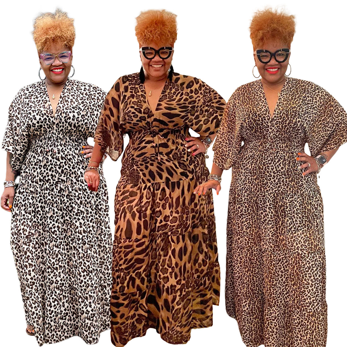 ST-dress Fashion Plus Size Leopard Print Dress