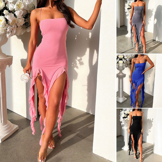 St-dress Sexy solid color slim-fit dress