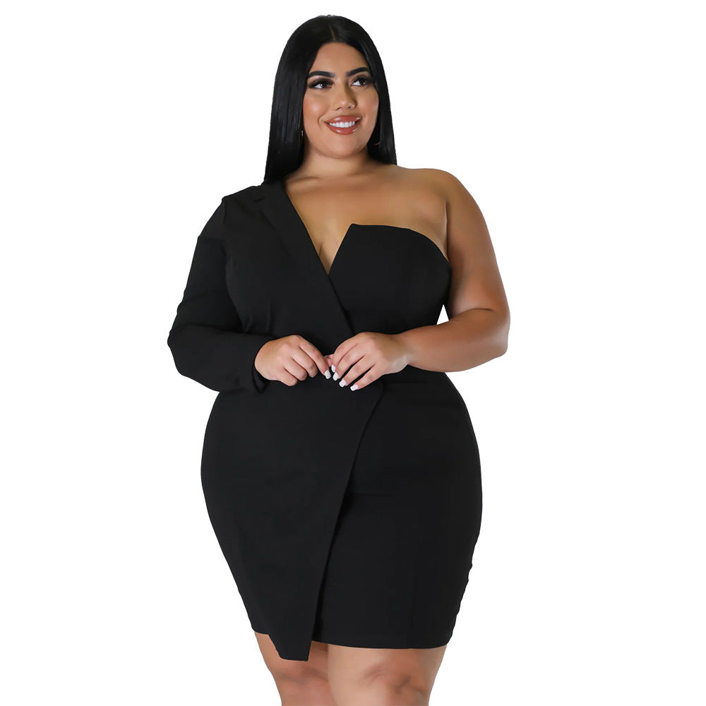 ST-dress Sexy slim off shoulder Long Sleeve Dress